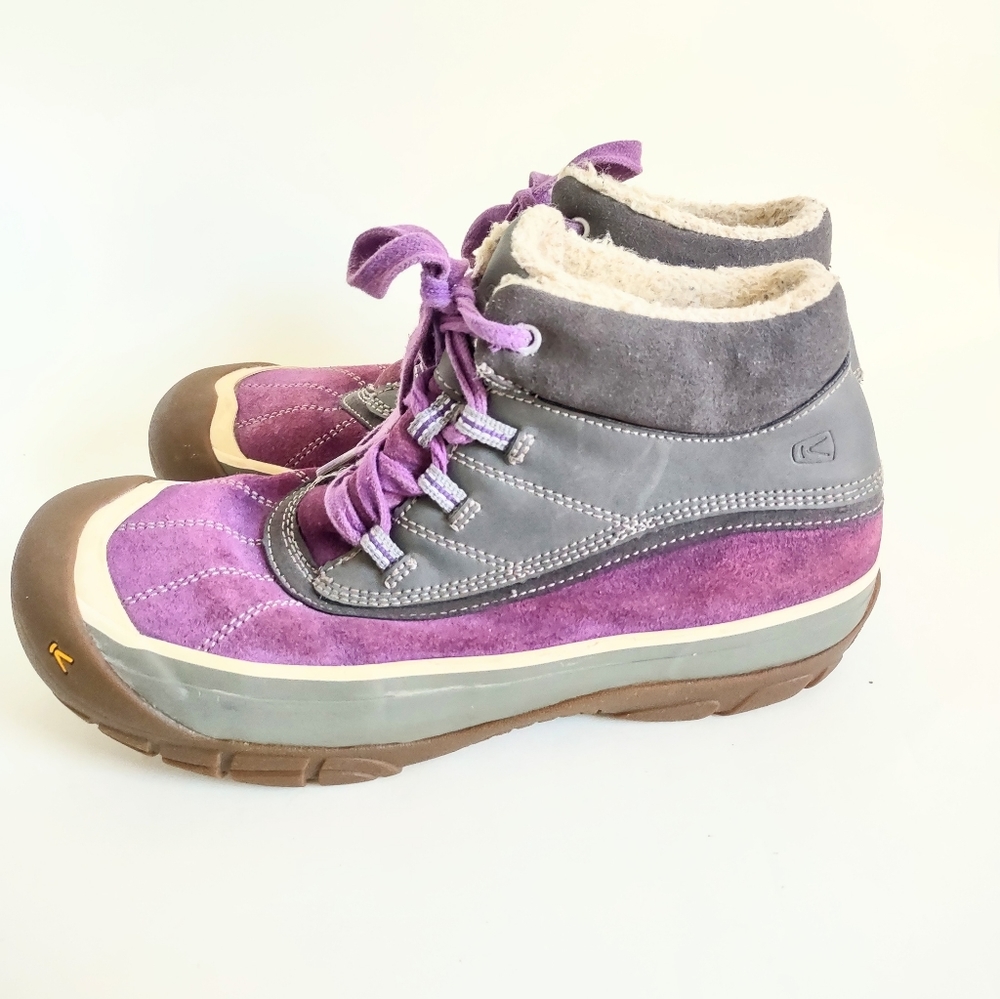 Keen Womens Purple Gray Suede Round Toe Casual Lace Up Ankle Snow Boot Size US 6